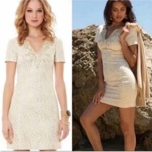 Lilly Pulitzer Milannia Gold Metallic Zebra Jacquard Shift Dress 00